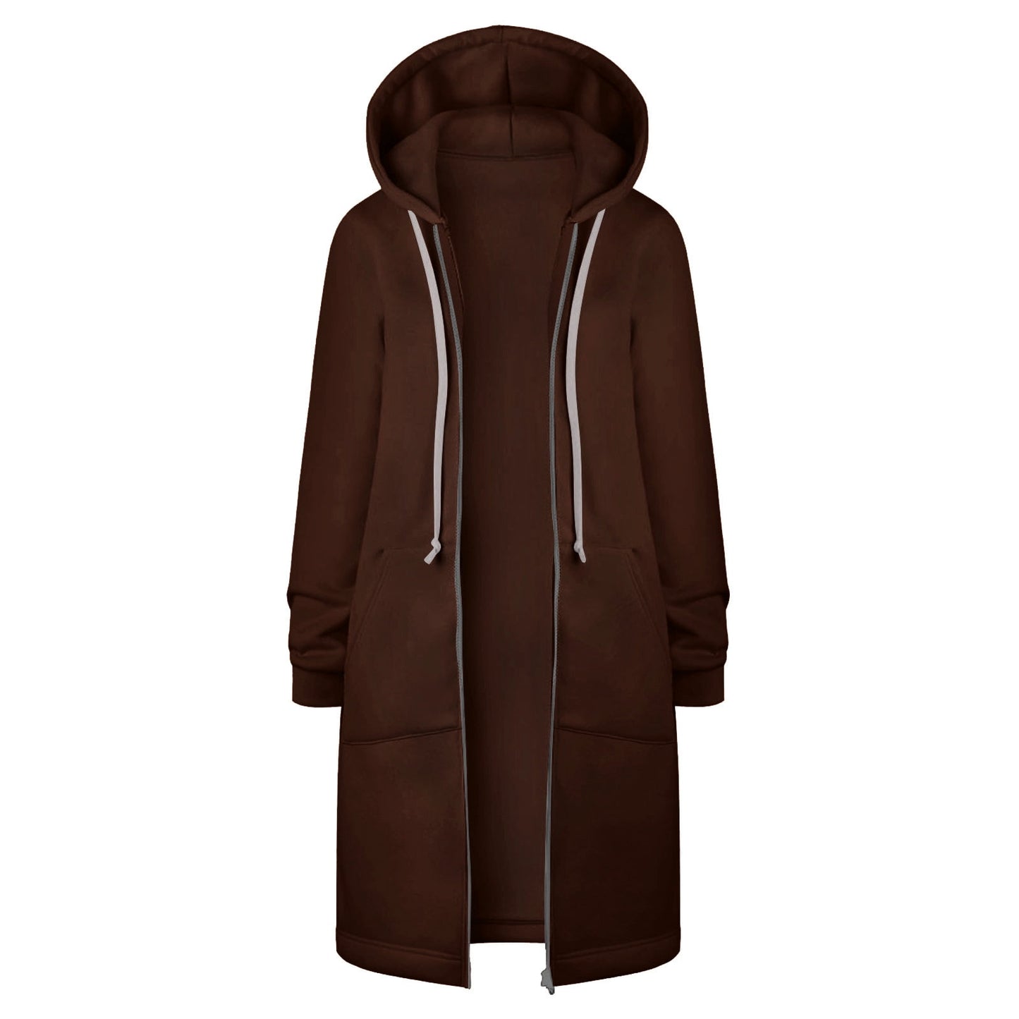 Long Hoodies for Women Zip Up Double Zipper Fleece Jacket Tunic Sweatshirts Fall Winter Fashion Clothes