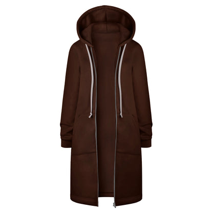 Long Hoodies for Women Zip Up Double Zipper Fleece Jacket Tunic Sweatshirts Fall Winter Fashion Clothes