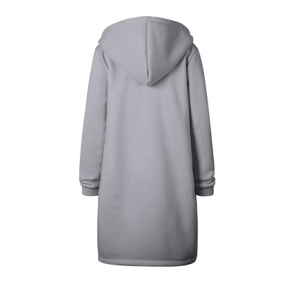 Long Hoodies for Women Zip Up Double Zipper Fleece Jacket Tunic Sweatshirts Fall Winter Fashion Clothes