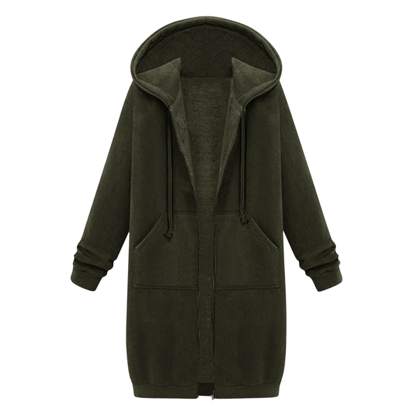 Long Hoodies for Women Zip Up Double Zipper Fleece Jacket Tunic Sweatshirts Fall Winter Fashion Clothes