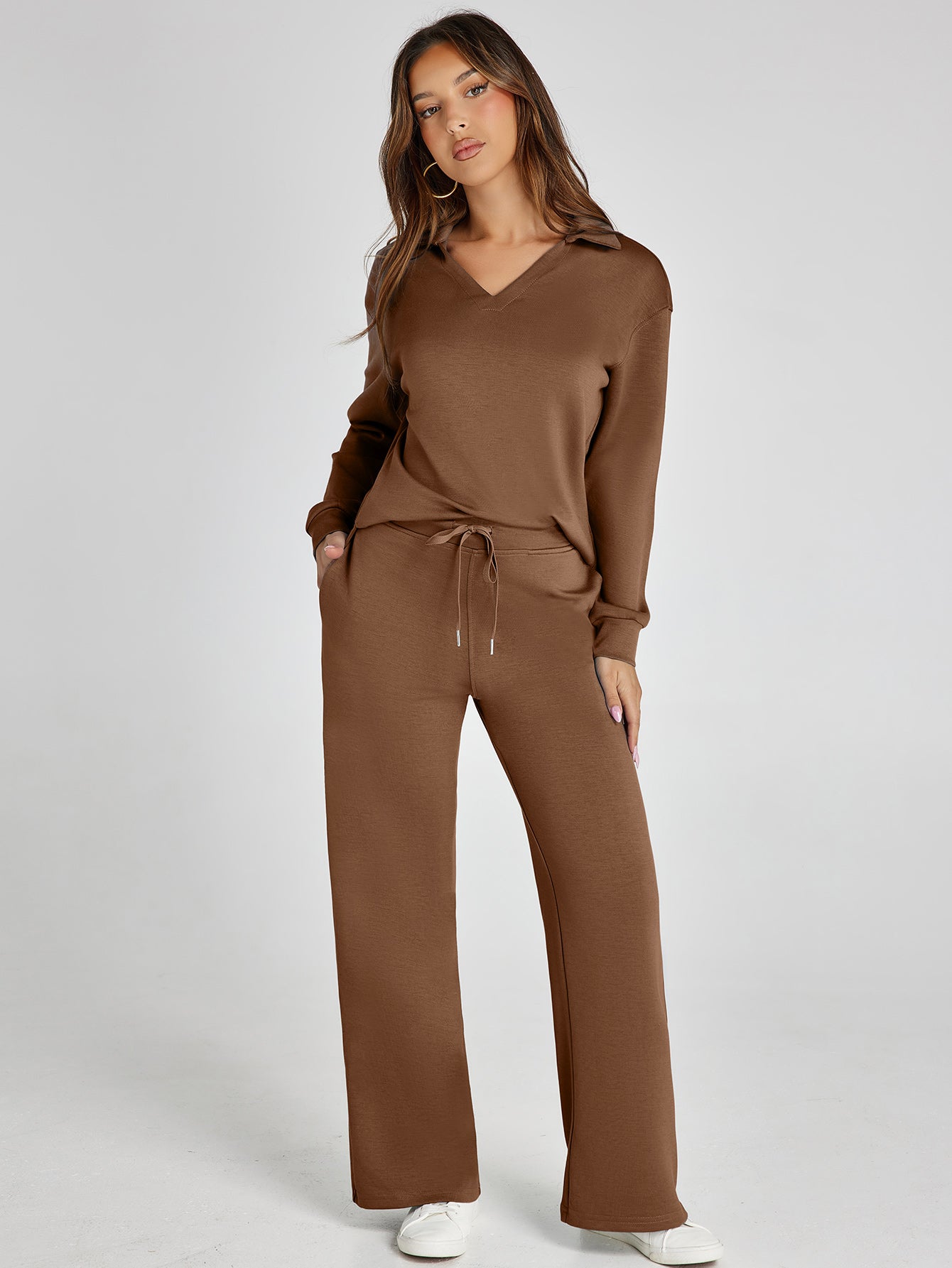 Lightweight Two Piece Polo Collar Lounge Set