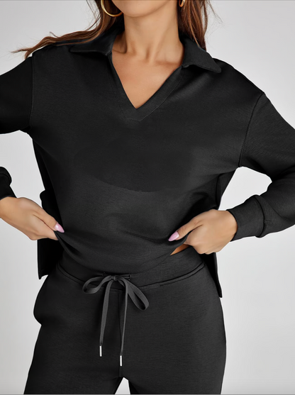 Lightweight Two Piece Polo Collar Lounge Set