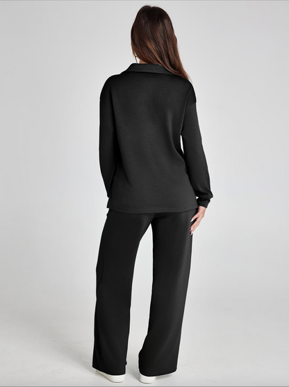 Lightweight Two Piece Polo Collar Lounge Set