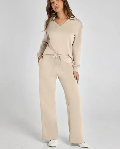 Lightweight Two Piece Polo Collar Lounge Set