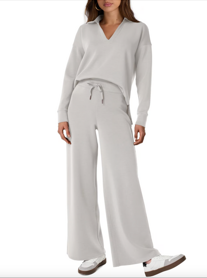 Lightweight Two Piece Polo Collar Lounge Set