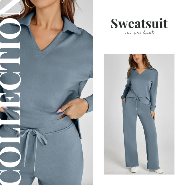 Lightweight Two Piece Polo Collar Lounge Set