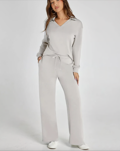 Lightweight Two Piece Polo Collar Lounge Set