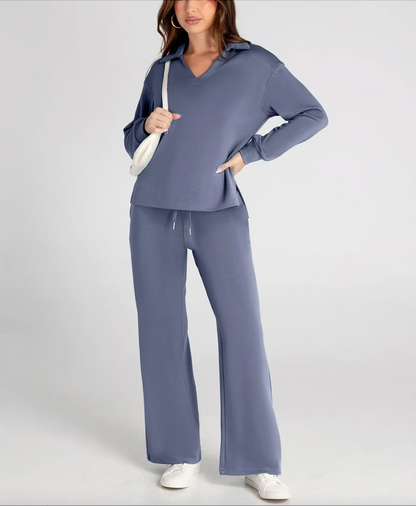 Lightweight Two Piece Polo Collar Lounge Set