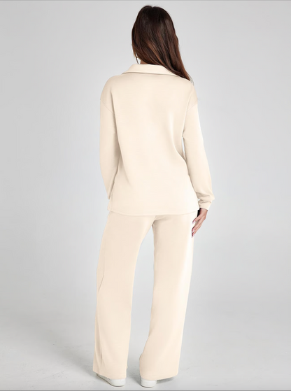 Lightweight Two Piece Polo Collar Lounge Set