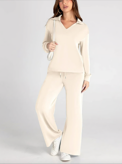 Lightweight Two Piece Polo Collar Lounge Set