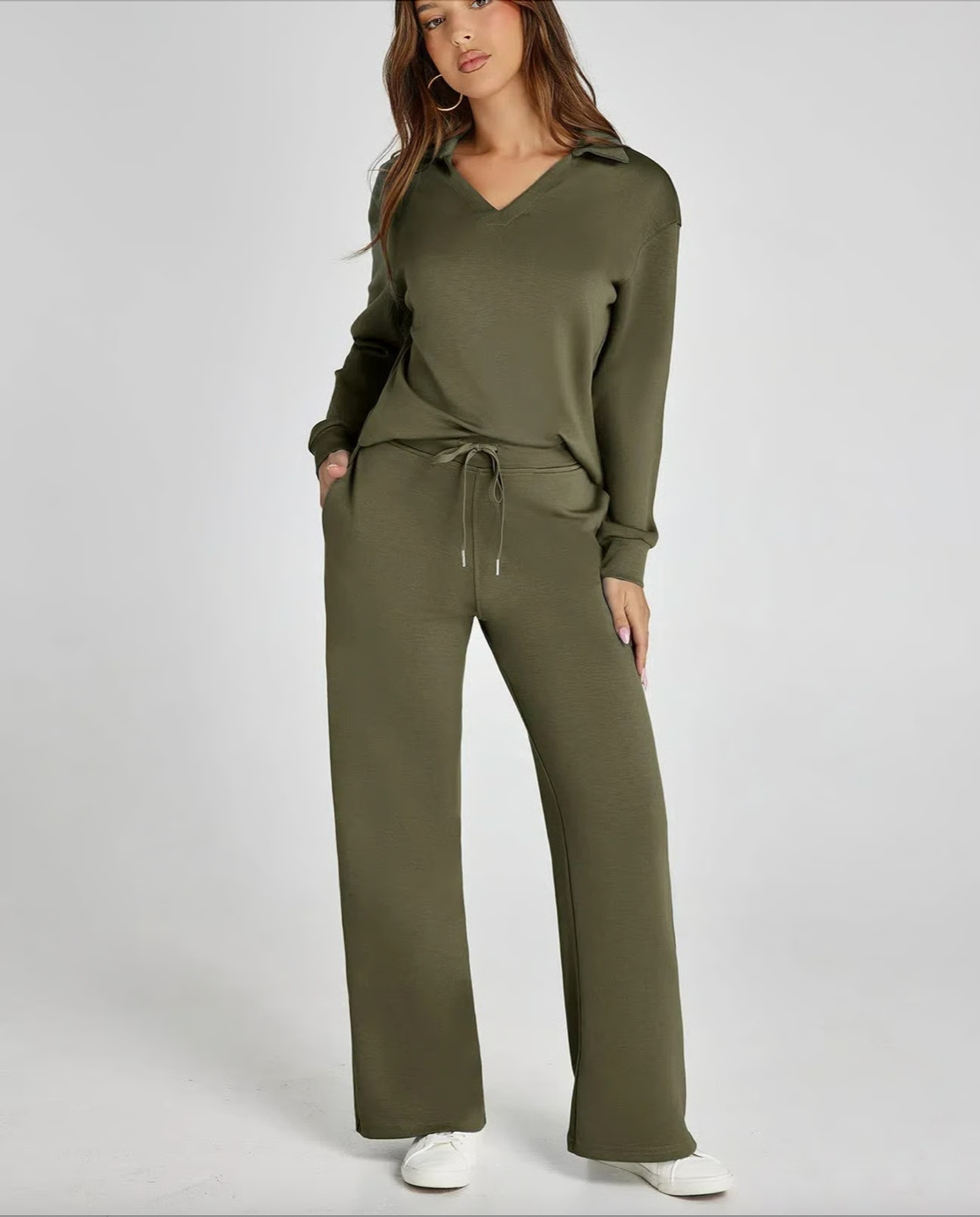 Lightweight Two Piece Polo Collar Lounge Set
