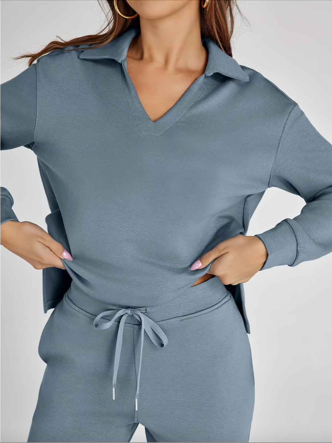 Lightweight Two Piece Polo Collar Lounge Set