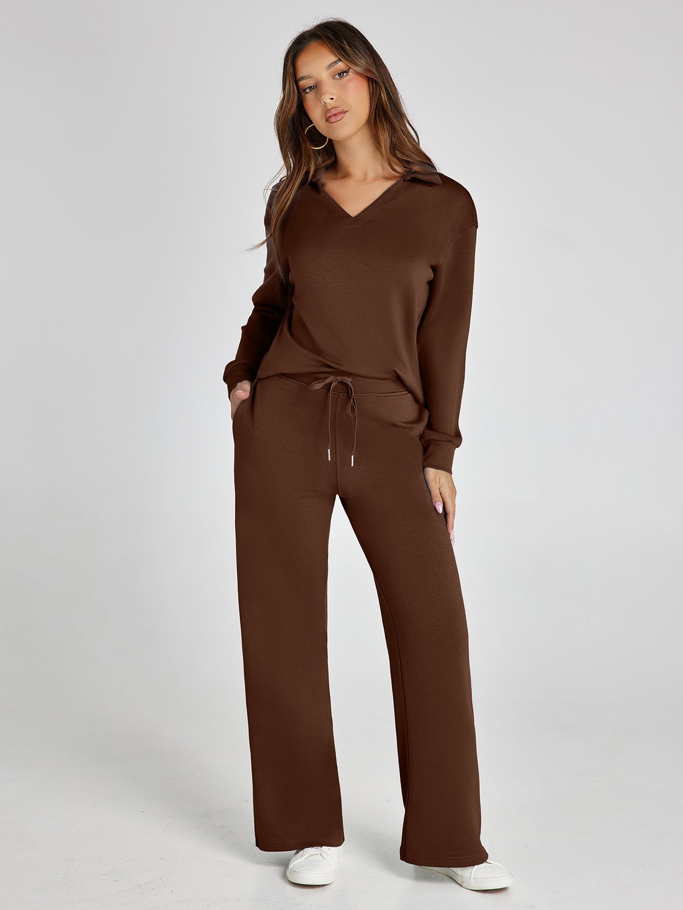 Lightweight Two Piece Polo Collar Lounge Set