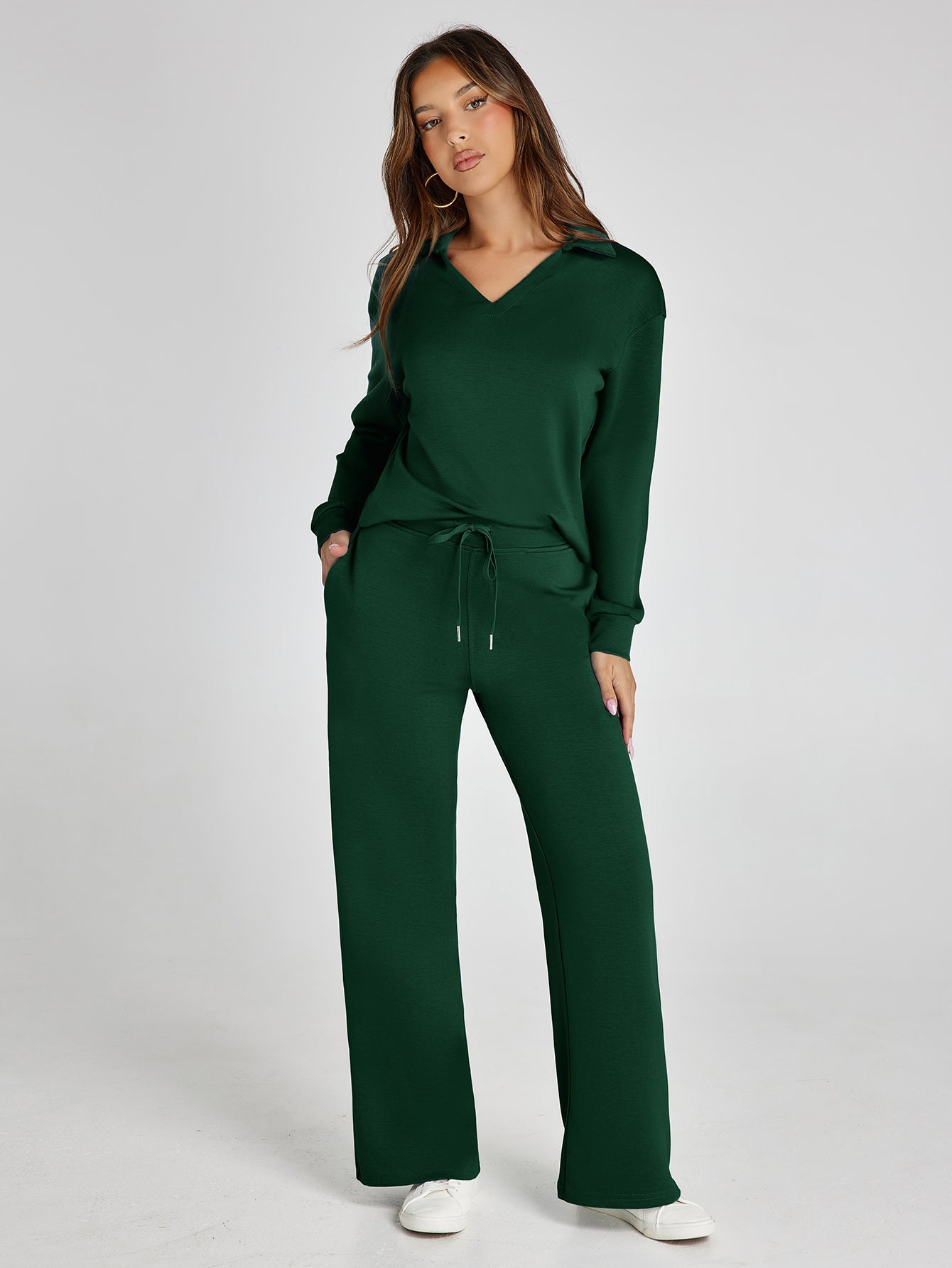 Lightweight Two Piece Polo Collar Lounge Set