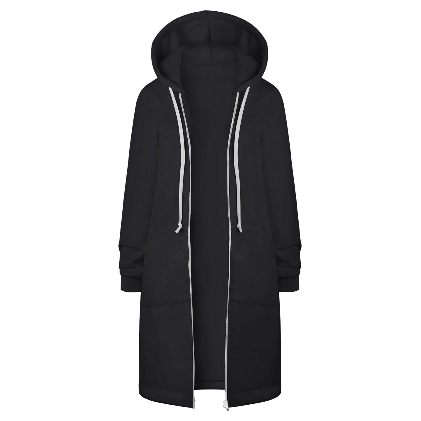 Long Hoodies for Women Zip Up Double Zipper Fleece Jacket Tunic Sweatshirts Fall Winter Fashion Clothes