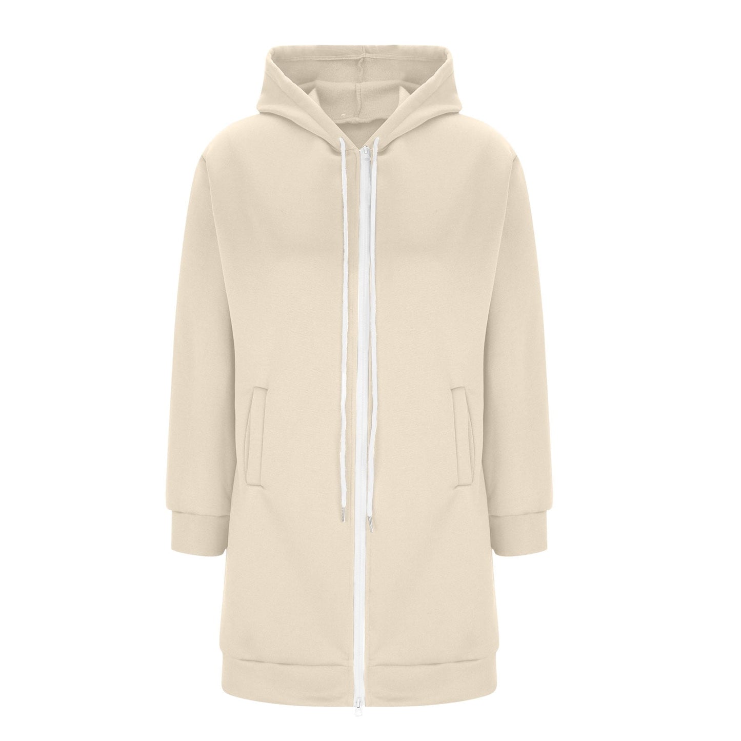 Long Hoodies for Women Zip Up Double Zipper Fleece Jacket Tunic Sweatshirts Fall Winter Fashion Clothes