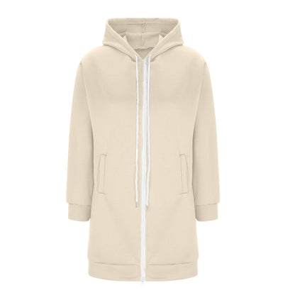 Long Hoodies for Women Zip Up Double Zipper Fleece Jacket Tunic Sweatshirts Fall Winter Fashion Clothes
