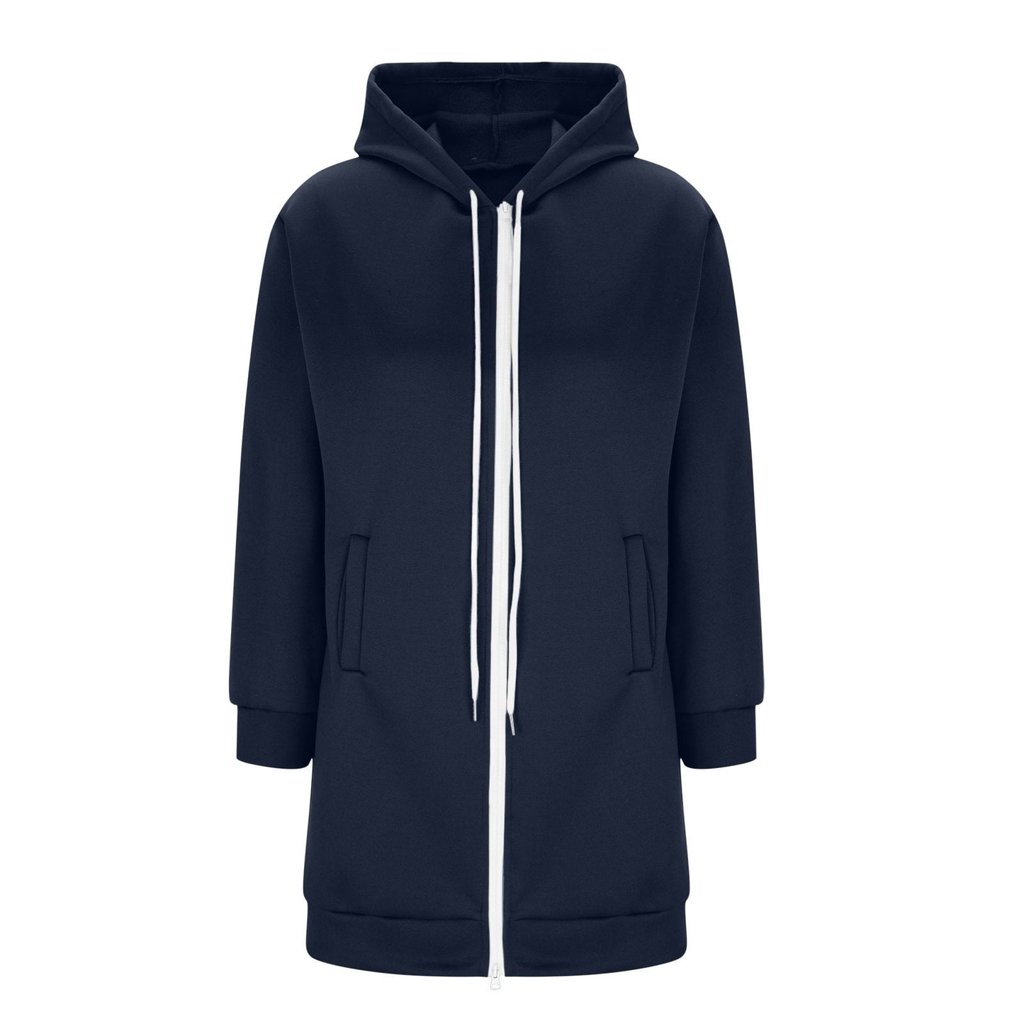Long Hoodies for Women Zip Up Double Zipper Fleece Jacket Tunic Sweatshirts Fall Winter Fashion Clothes