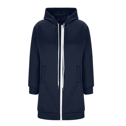Long Hoodies for Women Zip Up Double Zipper Fleece Jacket Tunic Sweatshirts Fall Winter Fashion Clothes