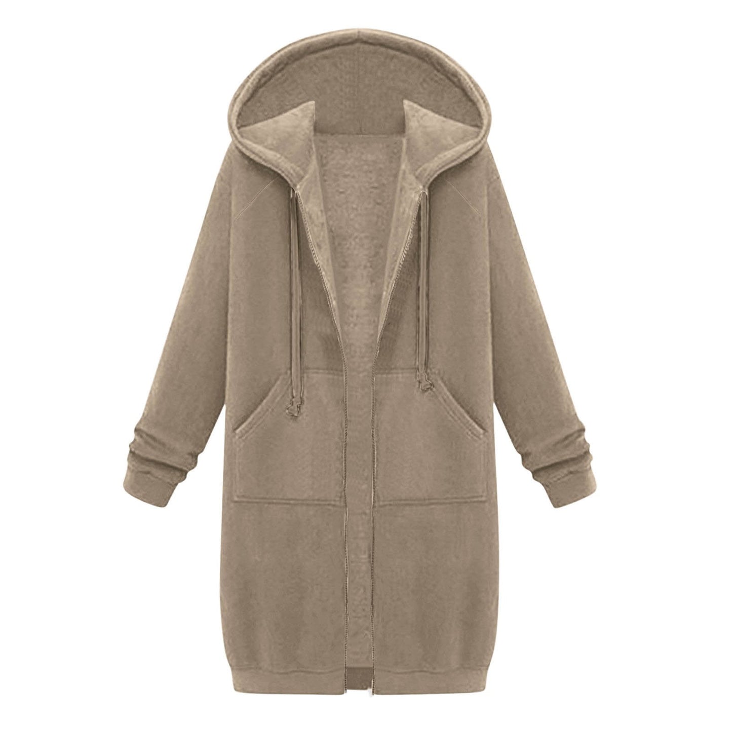 Long Hoodies for Women Zip Up Double Zipper Fleece Jacket Tunic Sweatshirts Fall Winter Fashion Clothes