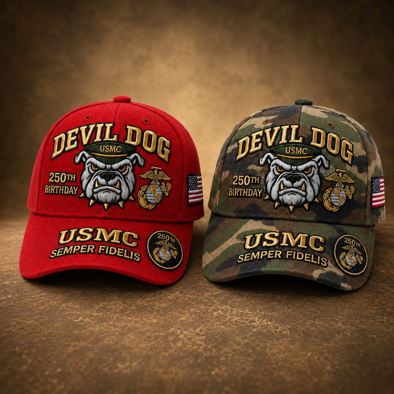 ❤️Handmade Devil Dog USMC 250th Birthday Commemorative Cap 🇺🇸