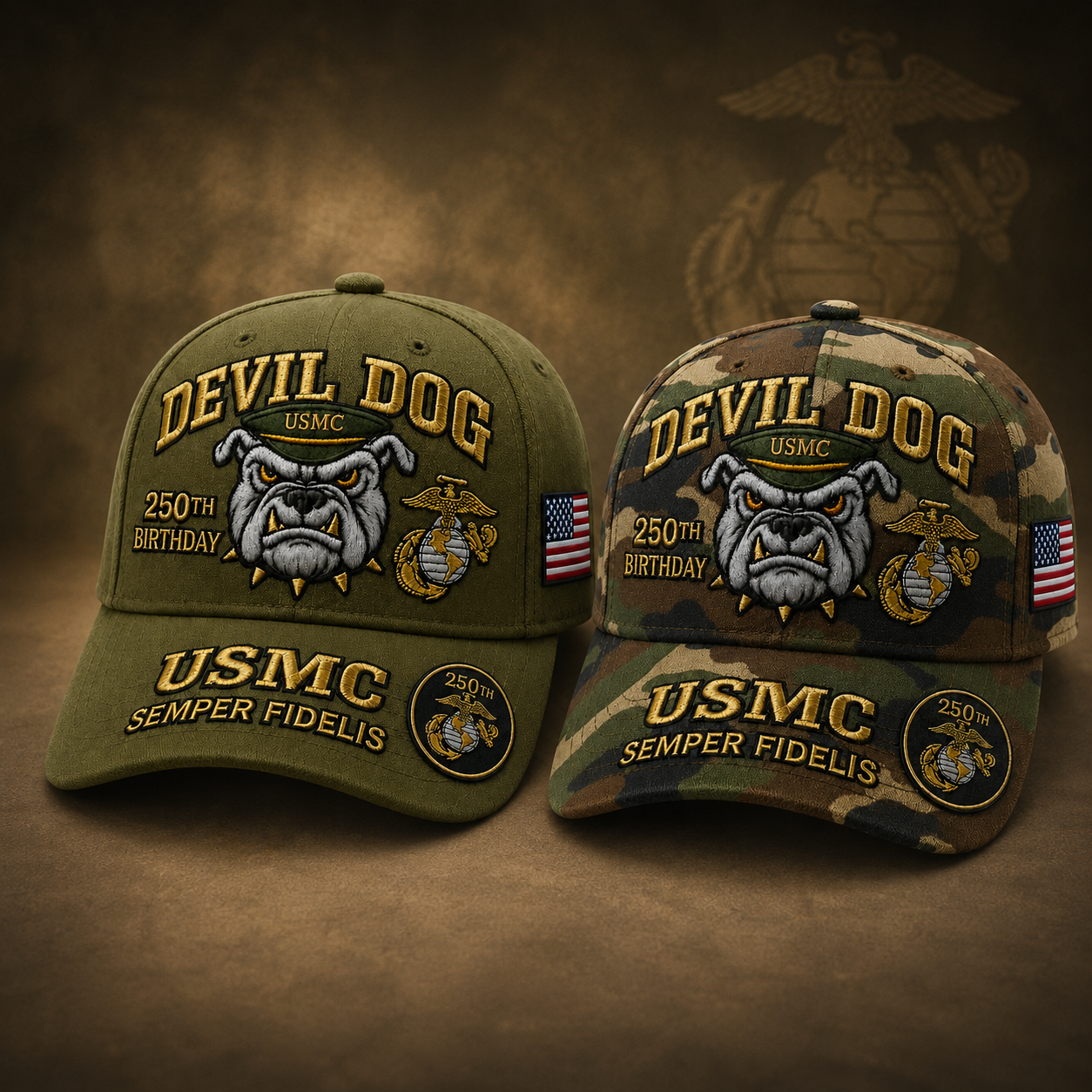❤️Handmade Devil Dog USMC 250th Birthday Commemorative Cap 🇺🇸