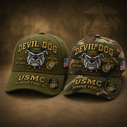 ❤️Handmade Devil Dog USMC 250th Birthday Commemorative Cap 🇺🇸