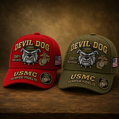 ❤️Handmade Devil Dog USMC 250th Birthday Commemorative Cap 🇺🇸