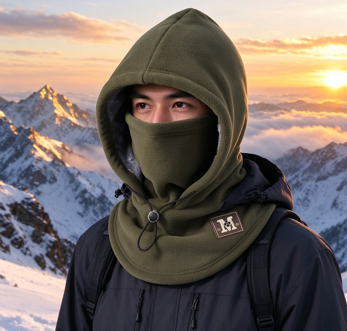 One-piece warm mask hat, Outdoor cycling windproof warm hat with neck mask