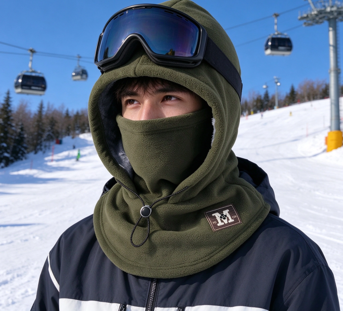 One-piece warm mask hat, Outdoor cycling windproof warm hat with neck mask