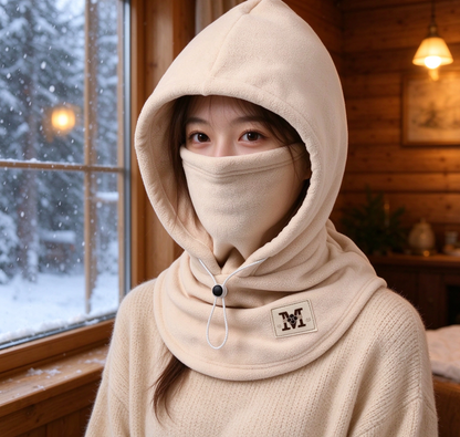 One-piece warm mask hat, Outdoor cycling windproof warm hat with neck mask