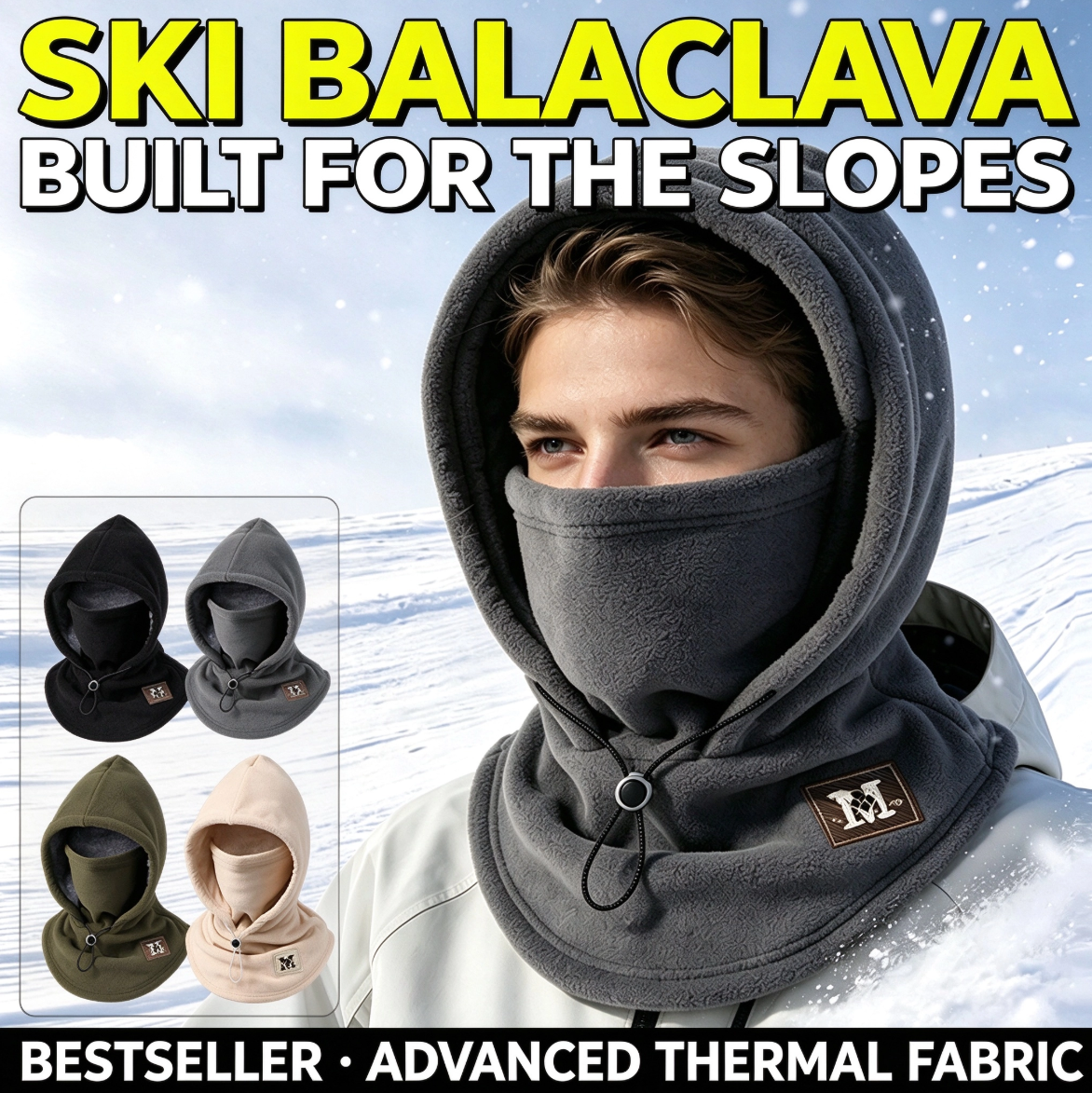 One-piece warm mask hat, Outdoor cycling windproof warm hat with neck mask