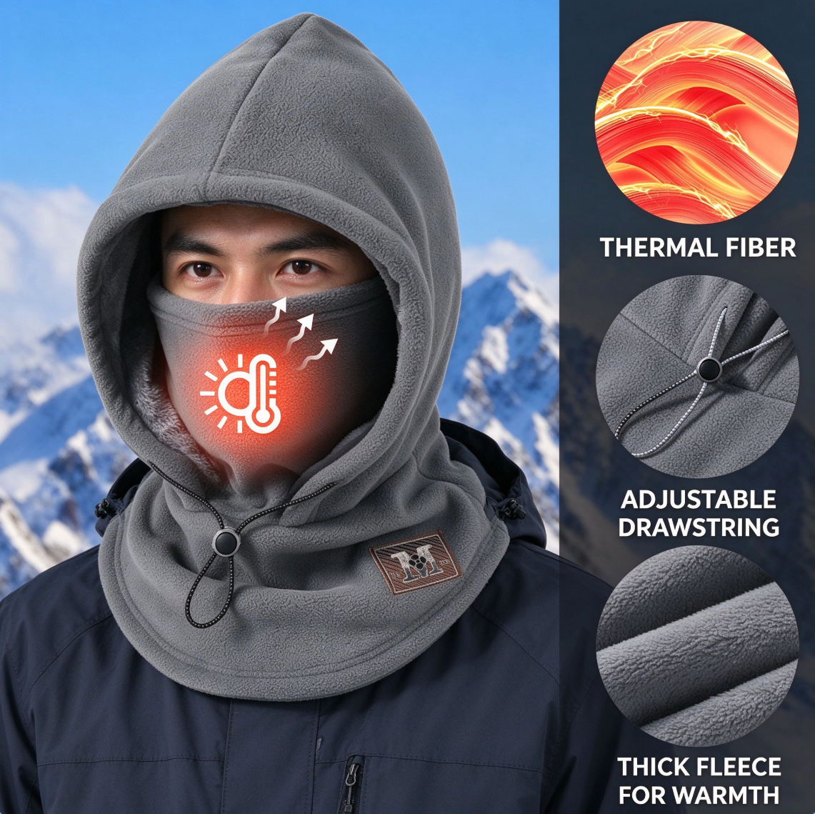 One-piece warm mask hat, Outdoor cycling windproof warm hat with neck mask