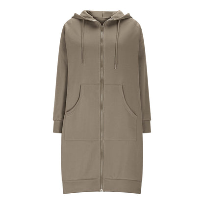 Long Hoodies for Women Zip Up Double Zipper Fleece Jacket Tunic Sweatshirts Fall Winter Fashion Clothes