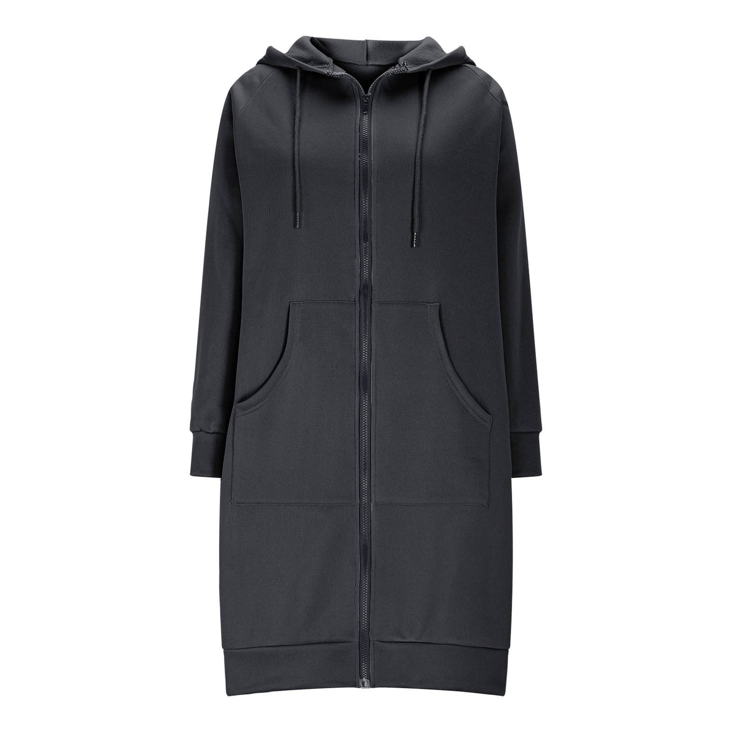 Long Hoodies for Women Zip Up Double Zipper Fleece Jacket Tunic Sweatshirts Fall Winter Fashion Clothes