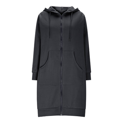 Long Hoodies for Women Zip Up Double Zipper Fleece Jacket Tunic Sweatshirts Fall Winter Fashion Clothes