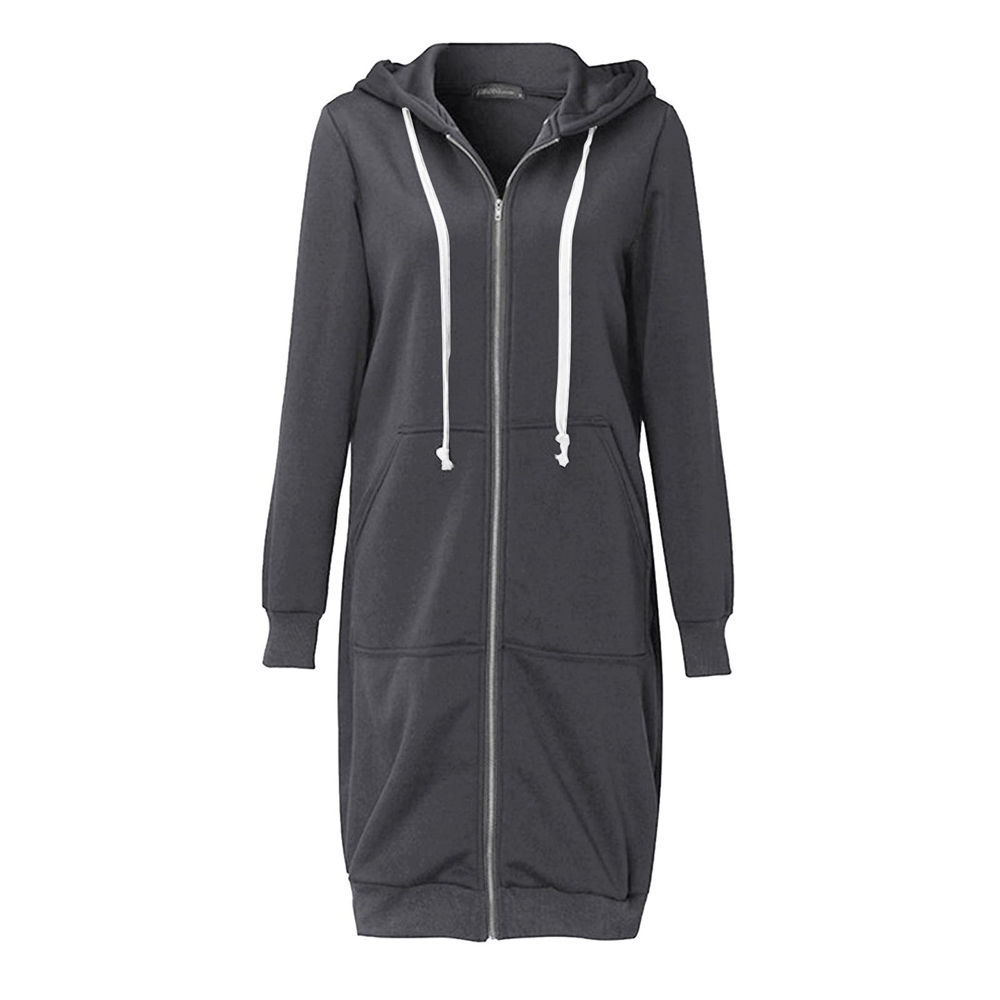 Long Hoodies for Women Zip Up Double Zipper Fleece Jacket Tunic Sweatshirts Fall Winter Fashion Clothes