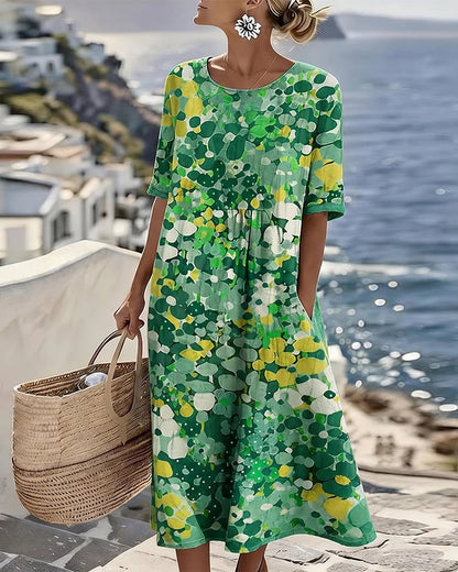 🌼Colour Bloom Watercolor Milk Silk Dress