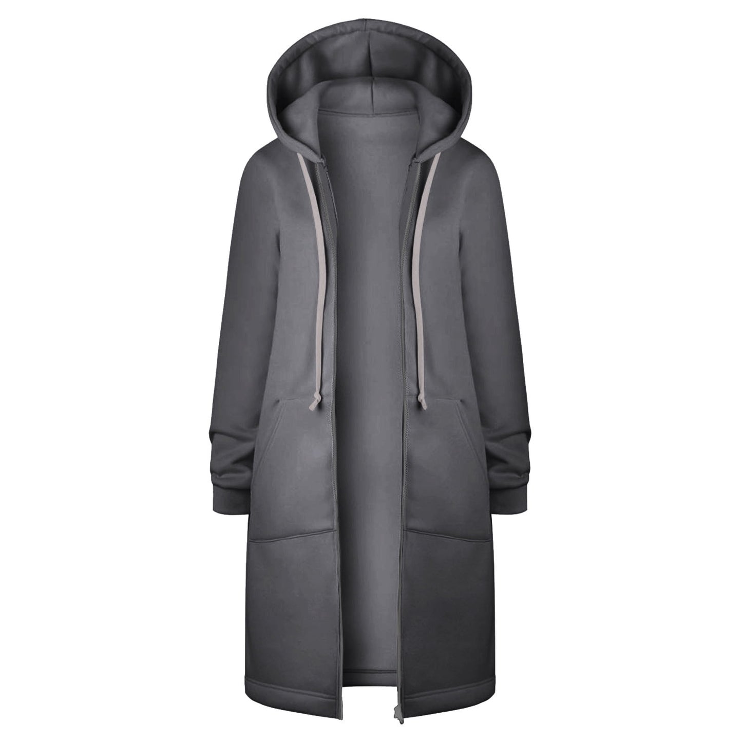 Long Hoodies for Women Zip Up Double Zipper Fleece Jacket Tunic Sweatshirts Fall Winter Fashion Clothes