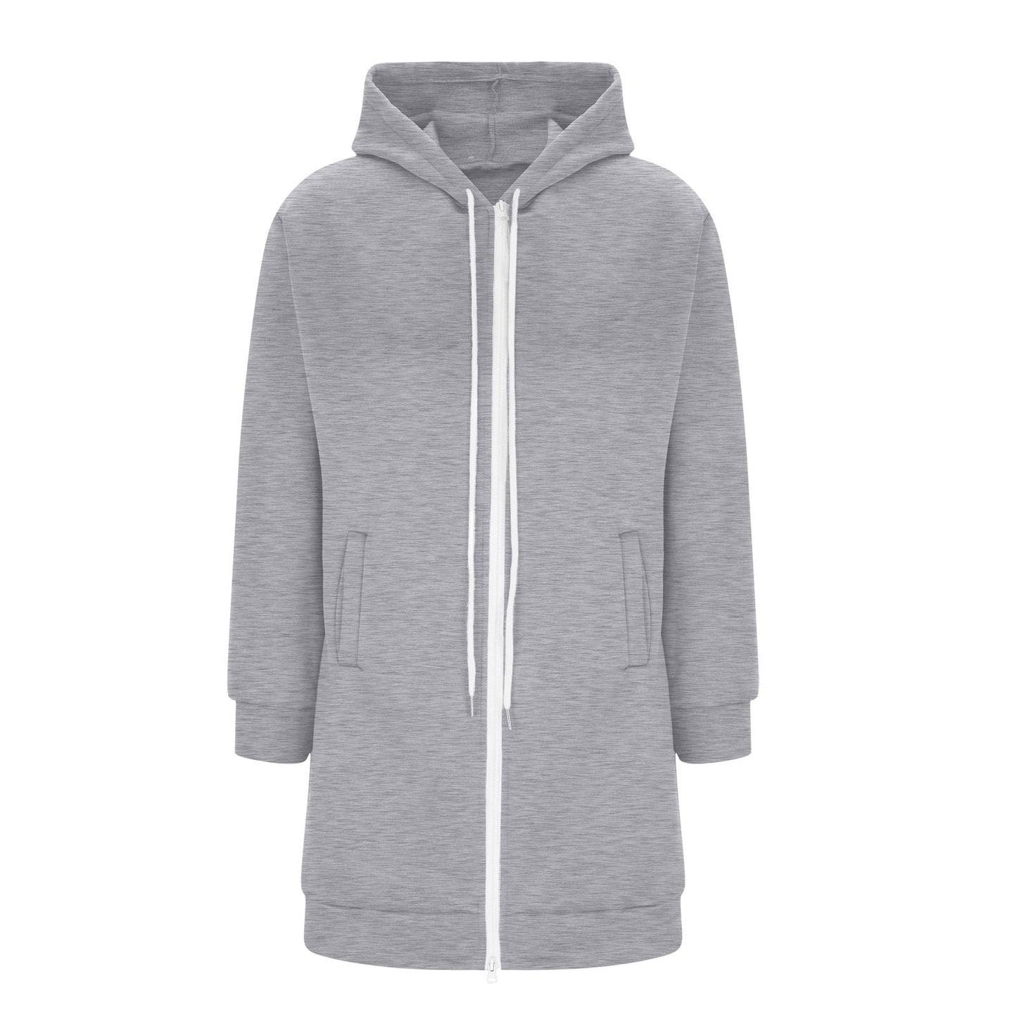 Long Hoodies for Women Zip Up Double Zipper Fleece Jacket Tunic Sweatshirts Fall Winter Fashion Clothes