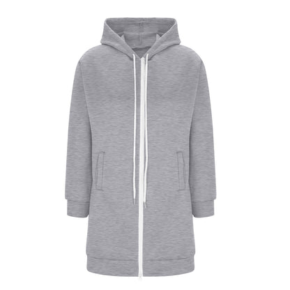 Long Hoodies for Women Zip Up Double Zipper Fleece Jacket Tunic Sweatshirts Fall Winter Fashion Clothes