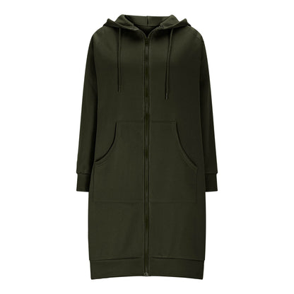 Long Hoodies for Women Zip Up Double Zipper Fleece Jacket Tunic Sweatshirts Fall Winter Fashion Clothes