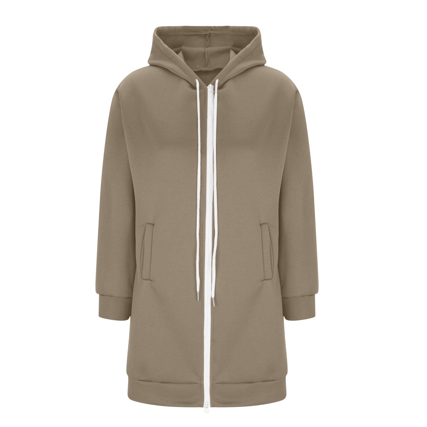 Long Hoodies for Women Zip Up Double Zipper Fleece Jacket Tunic Sweatshirts Fall Winter Fashion Clothes