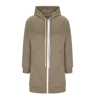 Long Hoodies for Women Zip Up Double Zipper Fleece Jacket Tunic Sweatshirts Fall Winter Fashion Clothes