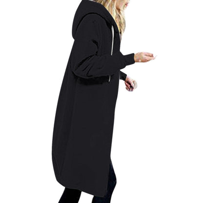 Long Hoodies for Women Zip Up Double Zipper Fleece Jacket Tunic Sweatshirts Fall Winter Fashion Clothes