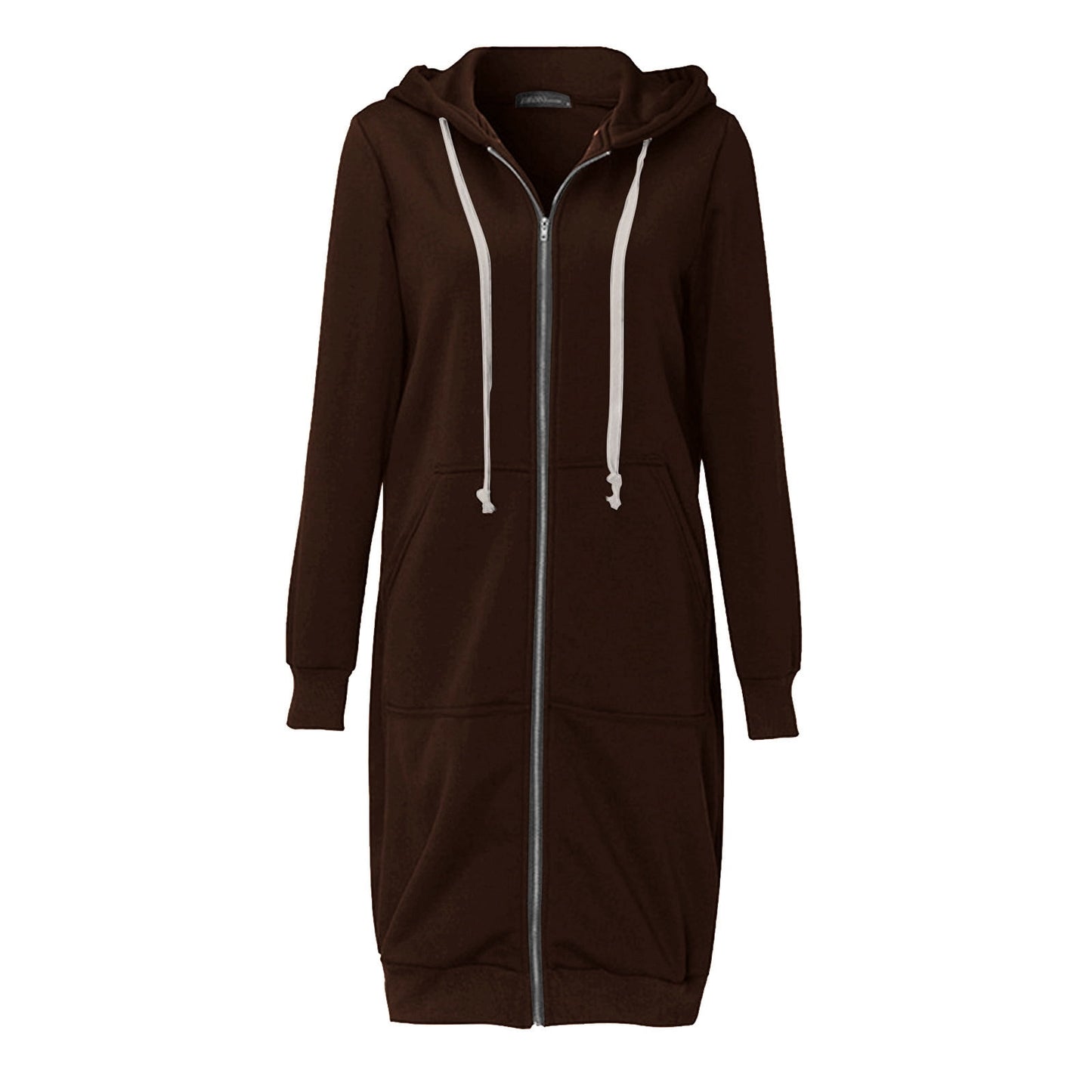 Long Hoodies for Women Zip Up Double Zipper Fleece Jacket Tunic Sweatshirts Fall Winter Fashion Clothes