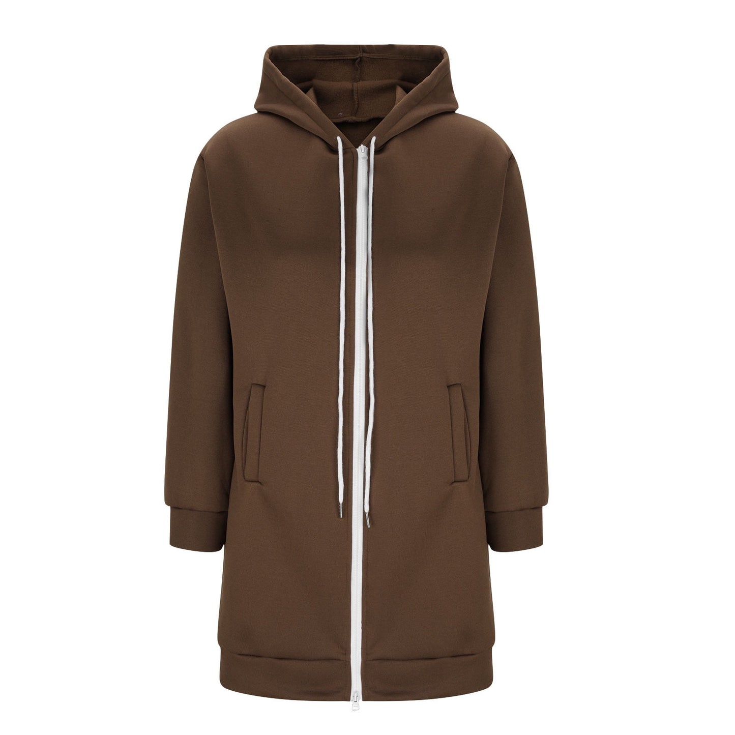 Long Hoodies for Women Zip Up Double Zipper Fleece Jacket Tunic Sweatshirts Fall Winter Fashion Clothes