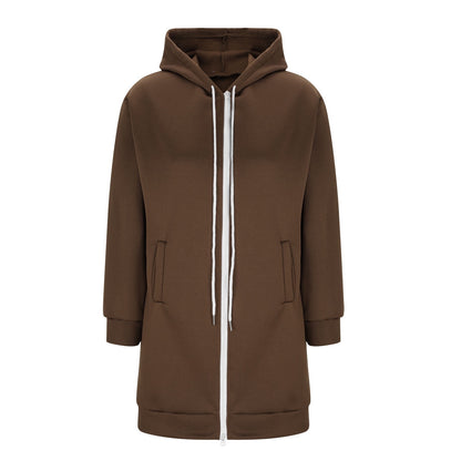 Long Hoodies for Women Zip Up Double Zipper Fleece Jacket Tunic Sweatshirts Fall Winter Fashion Clothes
