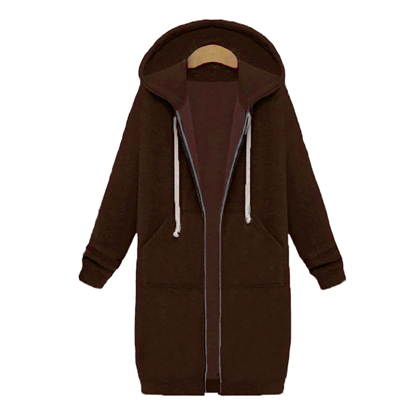 Long Hoodies for Women Zip Up Double Zipper Fleece Jacket Tunic Sweatshirts Fall Winter Fashion Clothes