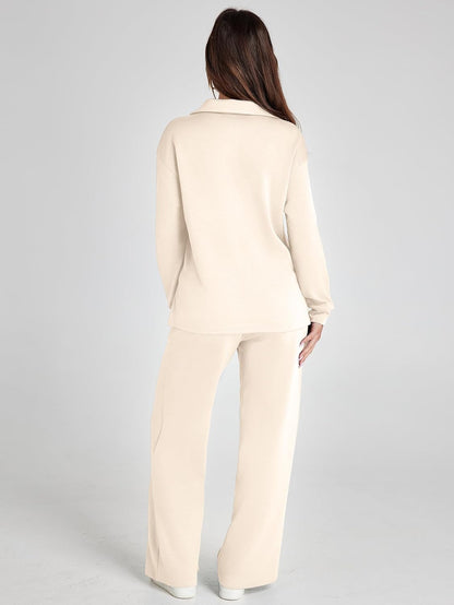 Lightweight Two Piece Polo Collar Lounge Set